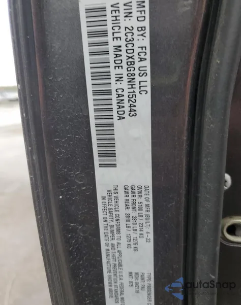 2022 Dodge Charger Sxt z USA, uszkodzony, nr VIN 2C3CDXBG8NH152443